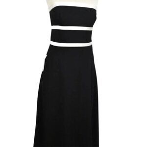 ANN TAYLOR Black & White Full Length Cocktail Gown Size 6 Brand New
